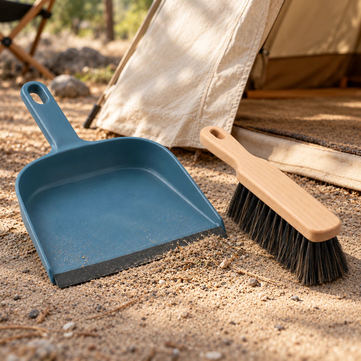 Camping accessories in a natural outdoor setting
