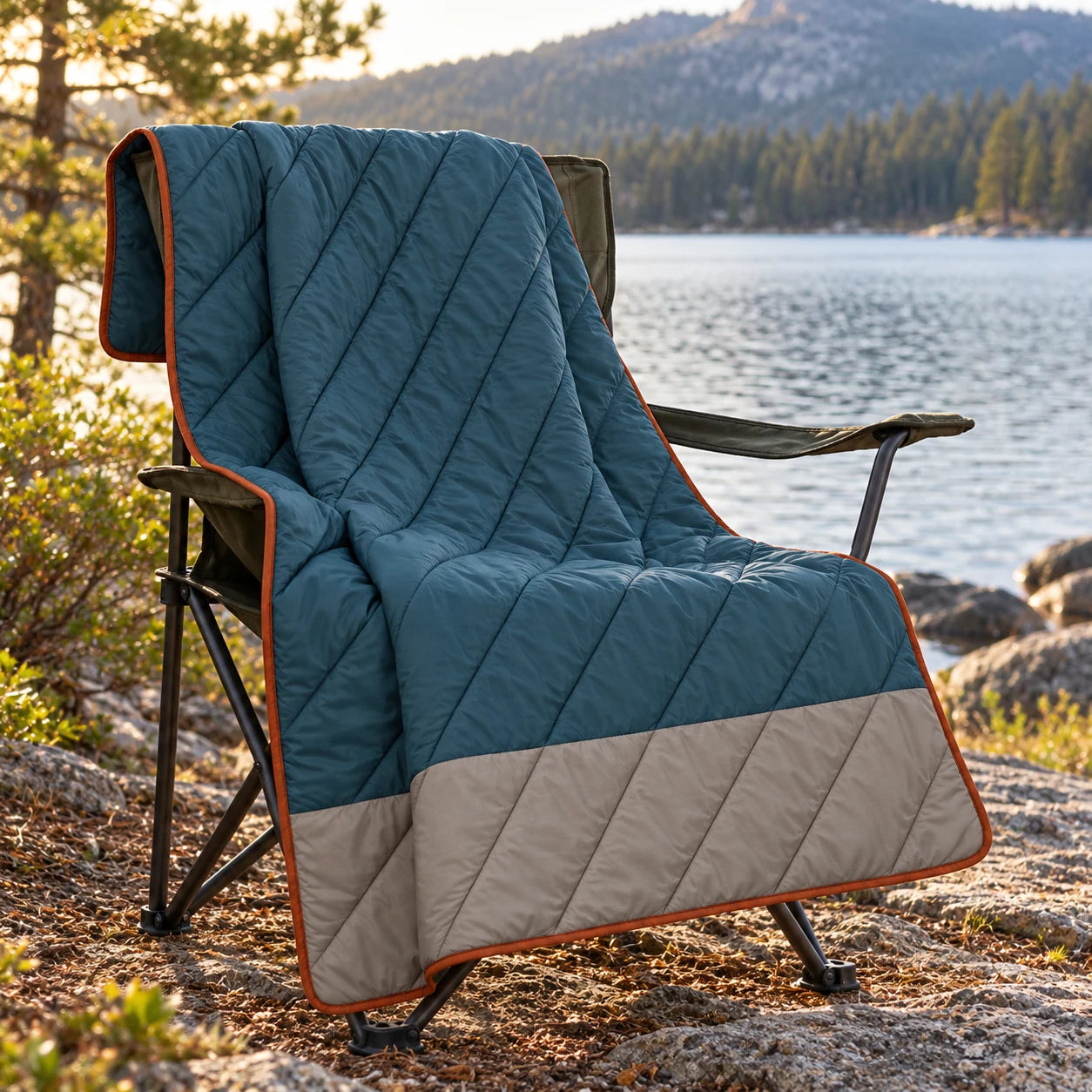 Camping accessories in a natural outdoor setting
