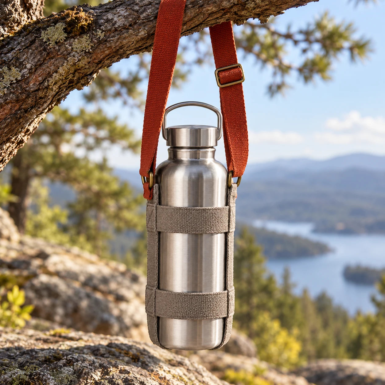 Camping accessories in a natural outdoor setting